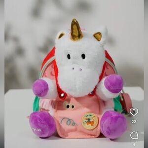Plush Unicorn Backpack for Kids - White and Pink